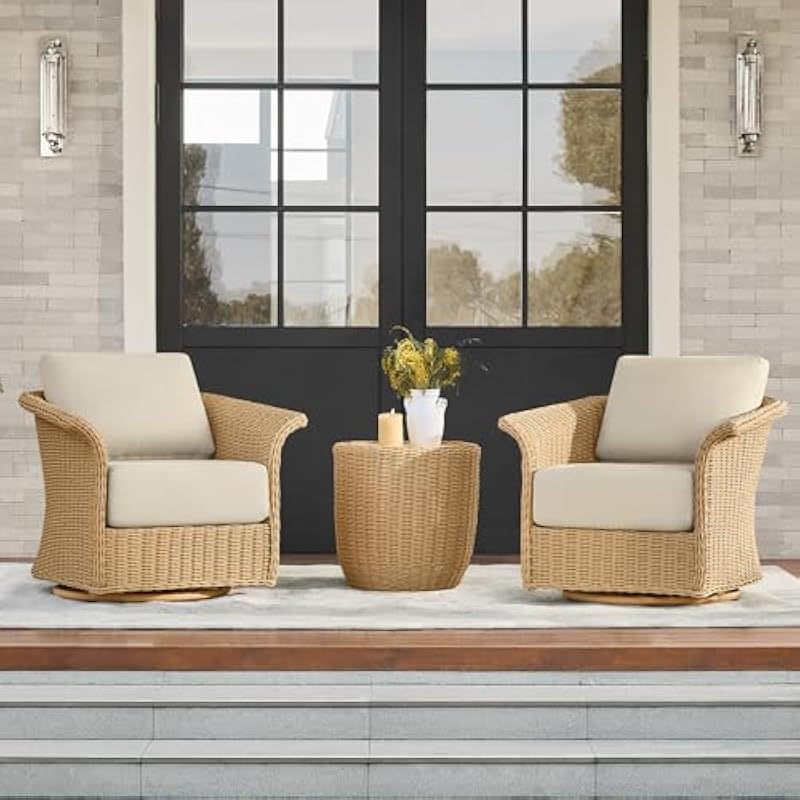 Outdoor Furniture Metal Chairs - 3-Piece Outdoor Bistro Set Featuring Swivel