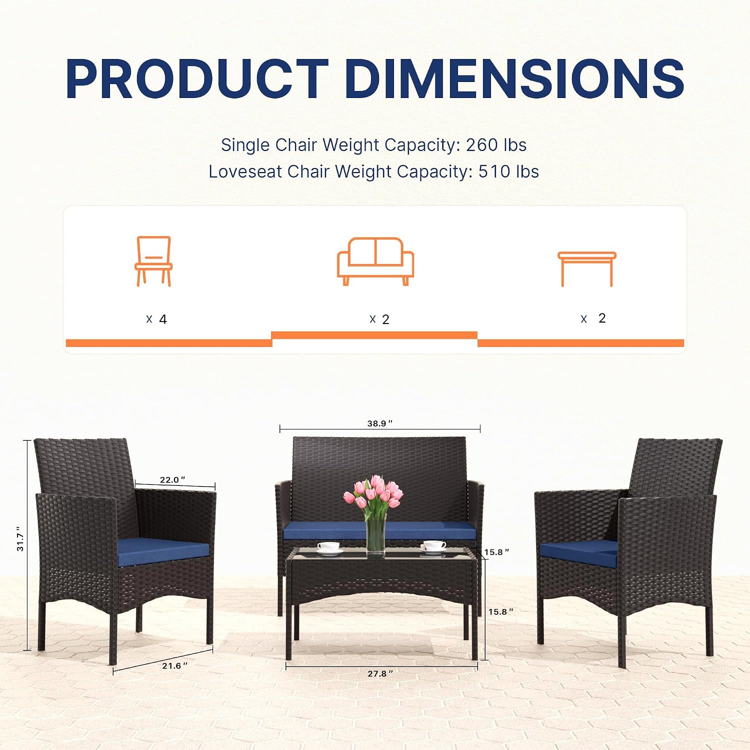 8 Pieces Patio Furniture Set,  - đánh giá và giá Outdoor Furniture Metal Chairs