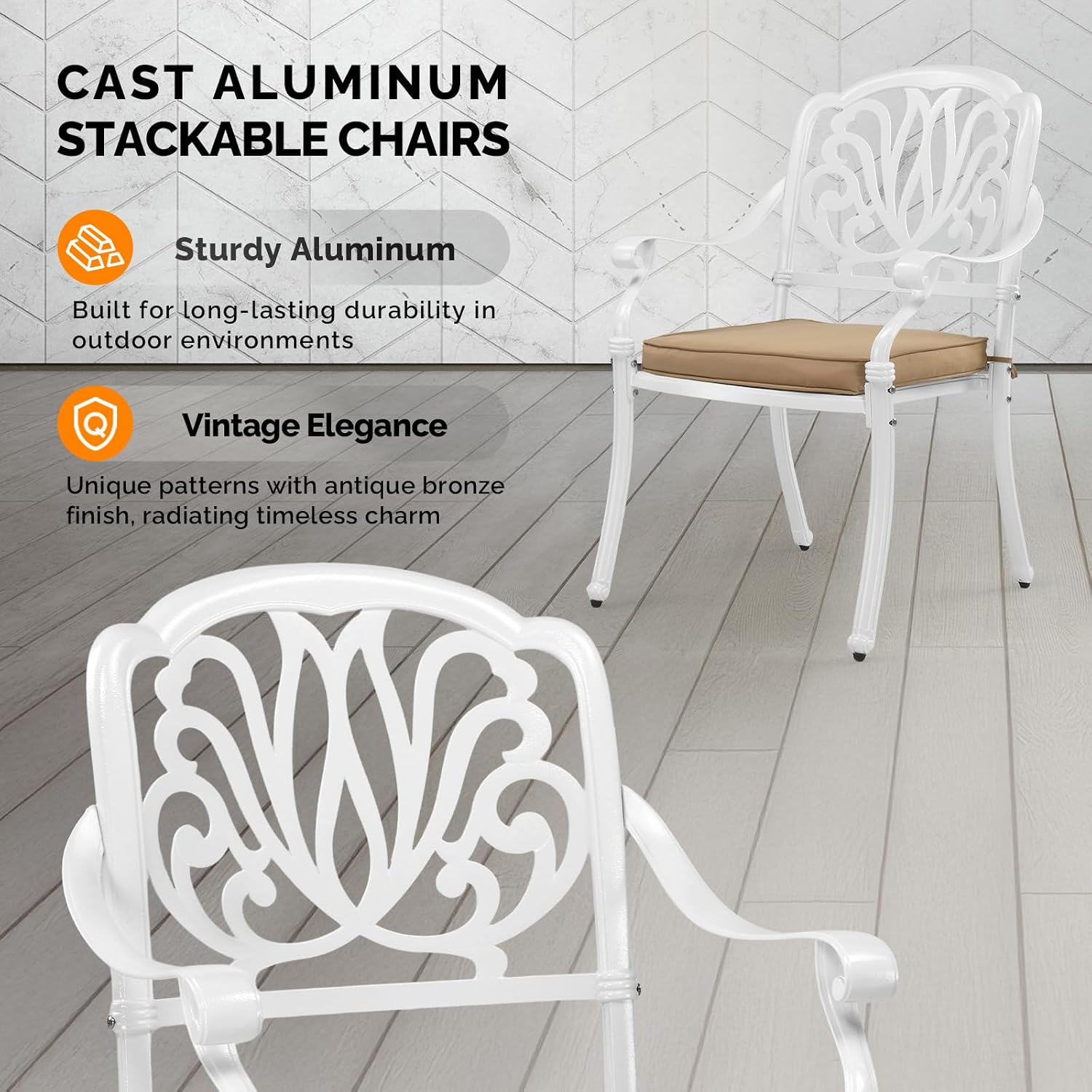 Cast Aluminum Patio Dining Cha - đánh giá và giá Outdoor Furniture Metal Chairs