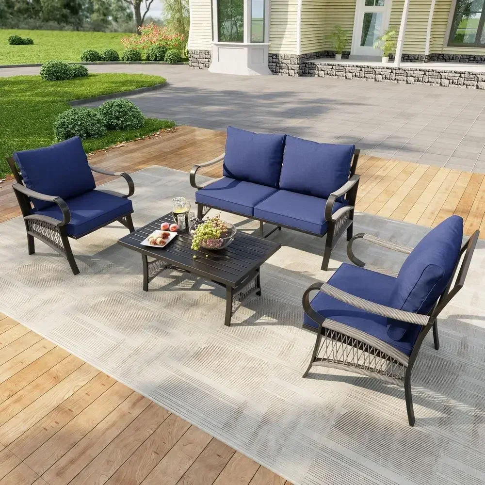 4-Piece Outdoor Metal Patio Fu - đánh giá và giá Outdoor Furniture Metal Chairs