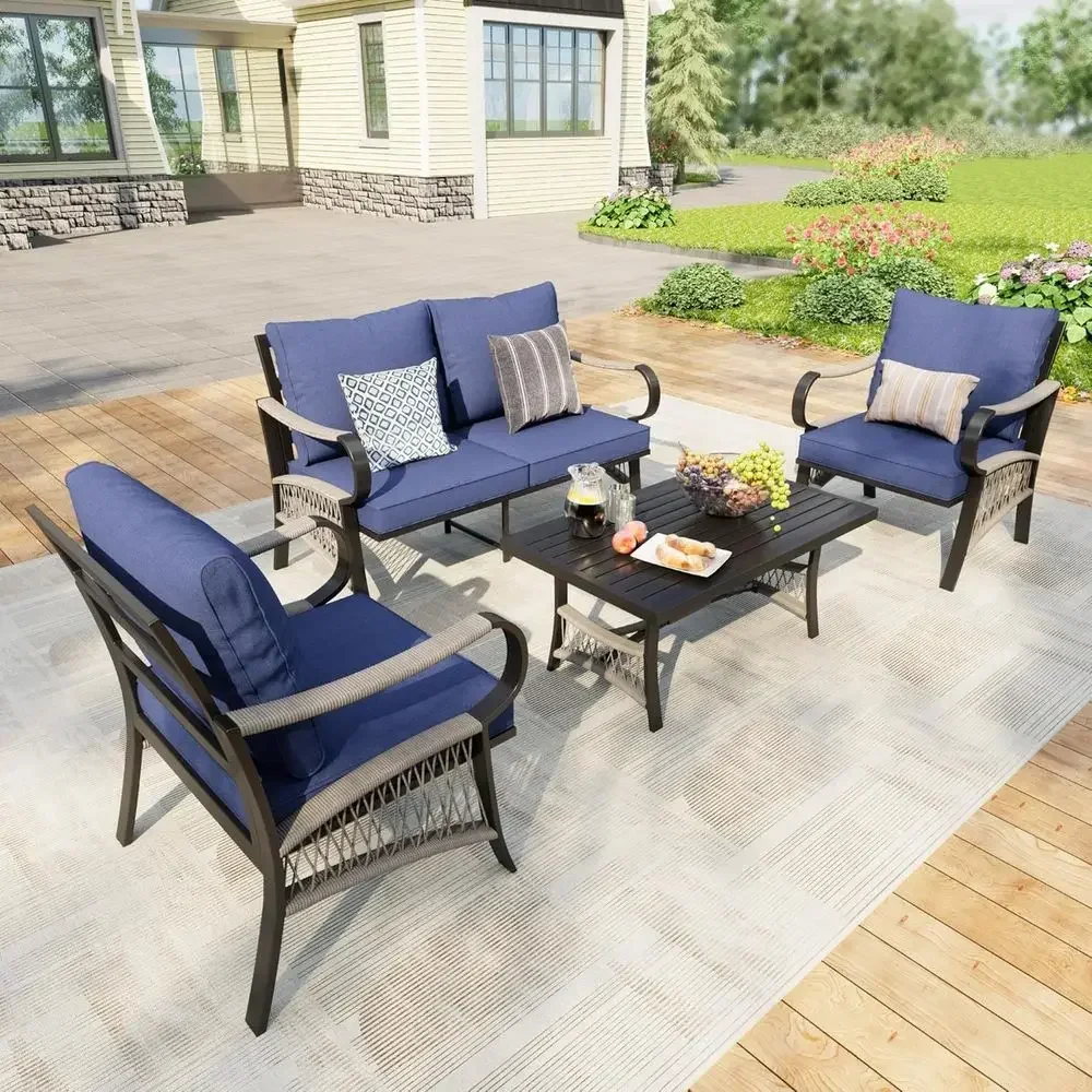 4-Piece Outdoor Metal Patio Fu - đánh giá và giá Outdoor Furniture Metal Chairs