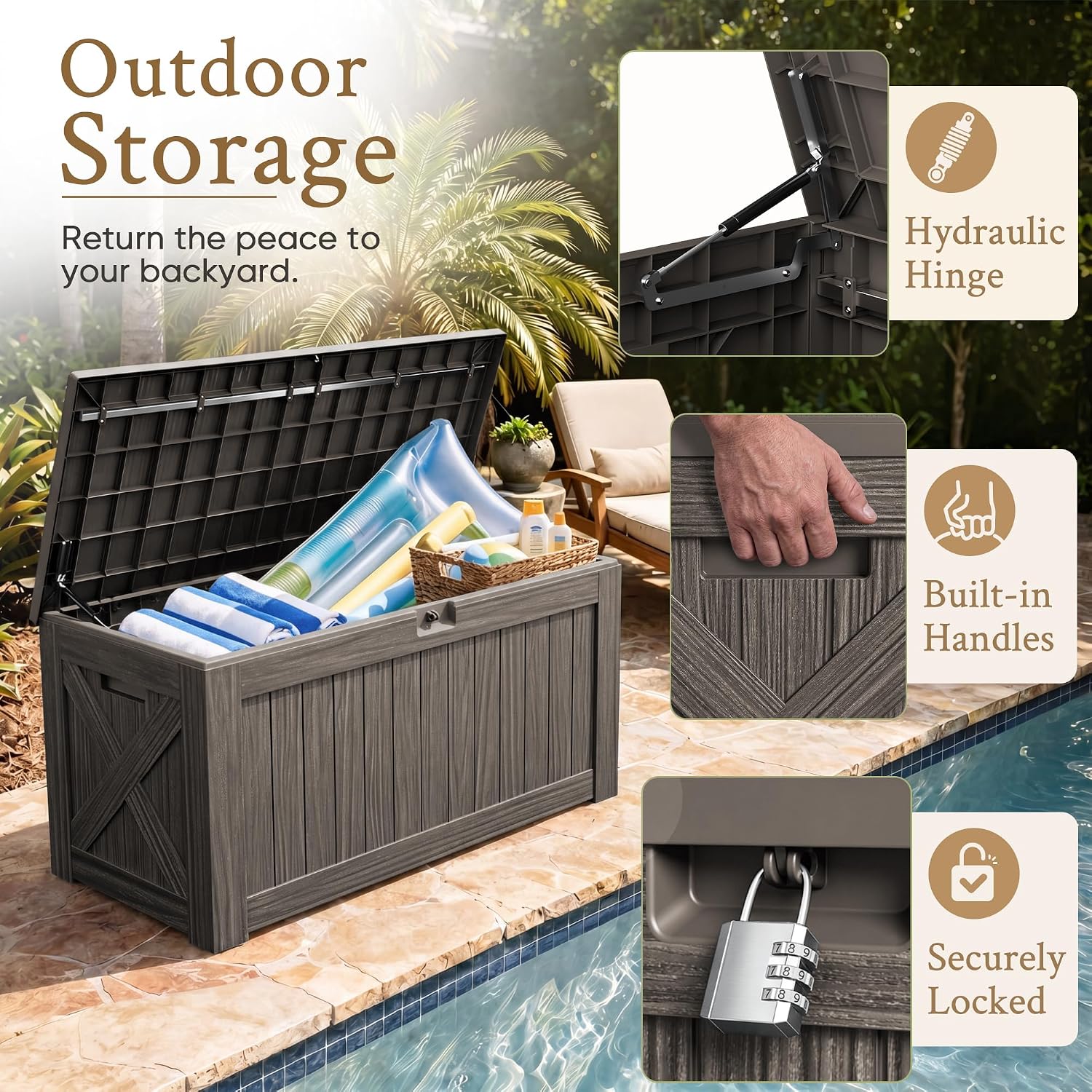 120 Gallon Large Deck Box Outd - đánh giá và giá Outdoor Furniture Wood